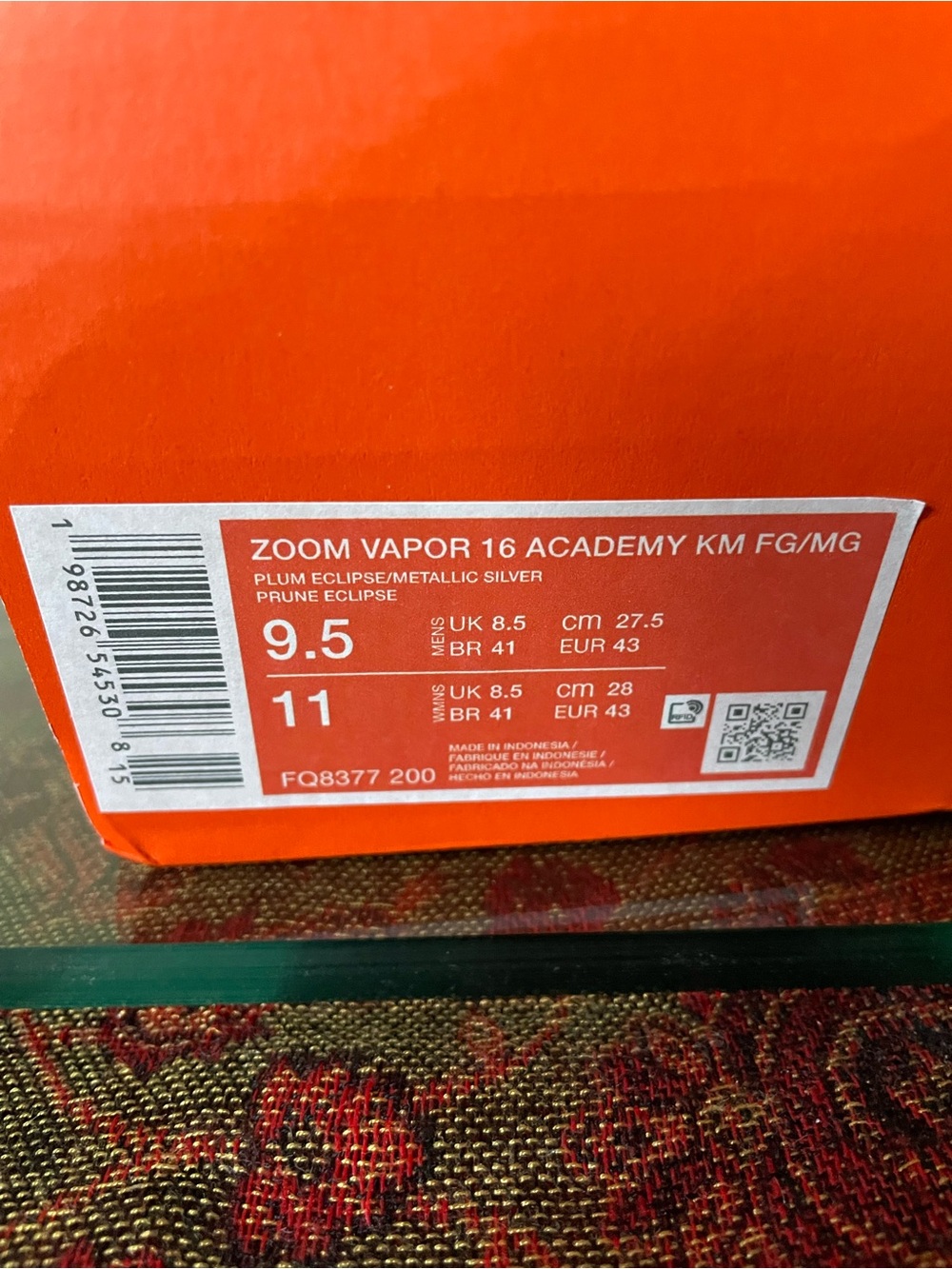 Nike Zoom Vapor 16 Academy Soccer Cleats — Plum and Silver Mens 9.5/ Womens 11 - Picture 2 of 6